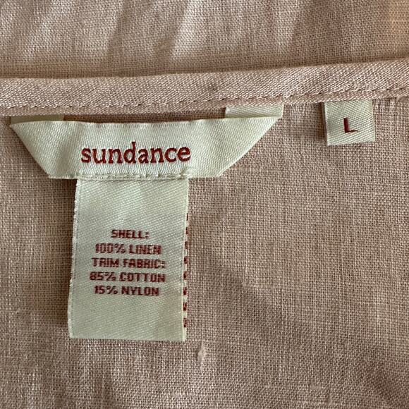 Sundance Linen Tunic Large Pale Pink Floral Lace Boho Cottagecore Soft Girl - Picture 7 of 9